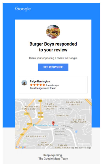 Google will be sending notifications like this to people who review your business.